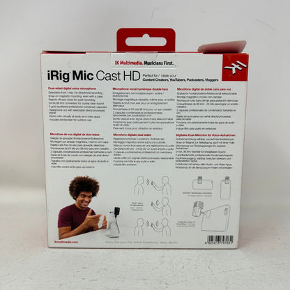 New IK Multimedia iRig Mic Cast HD Digital Microphone for iPhone iPad Android