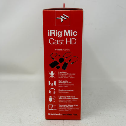 New IK Multimedia iRig Mic Cast HD Digital Microphone for iPhone iPad Android