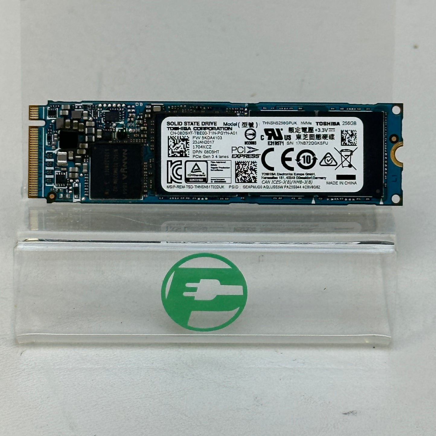 Toshiba M.2 2280 THNSN5256GPUK 256GB PCIe Gen 3.0 x4 SSD 08D5HT