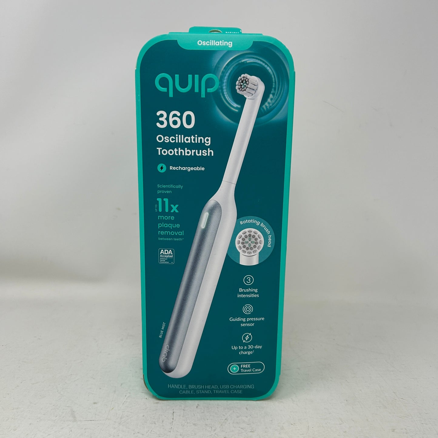 New Quip 360 Oscillating Electric Toothbrush Rechargeable White