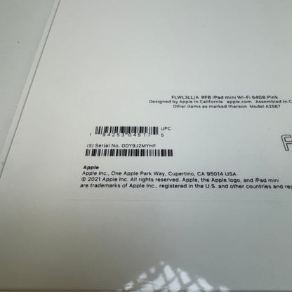 New WiFi Only Apple iPad Mini 6th Gen 64GB Pink FLWL3LL/A