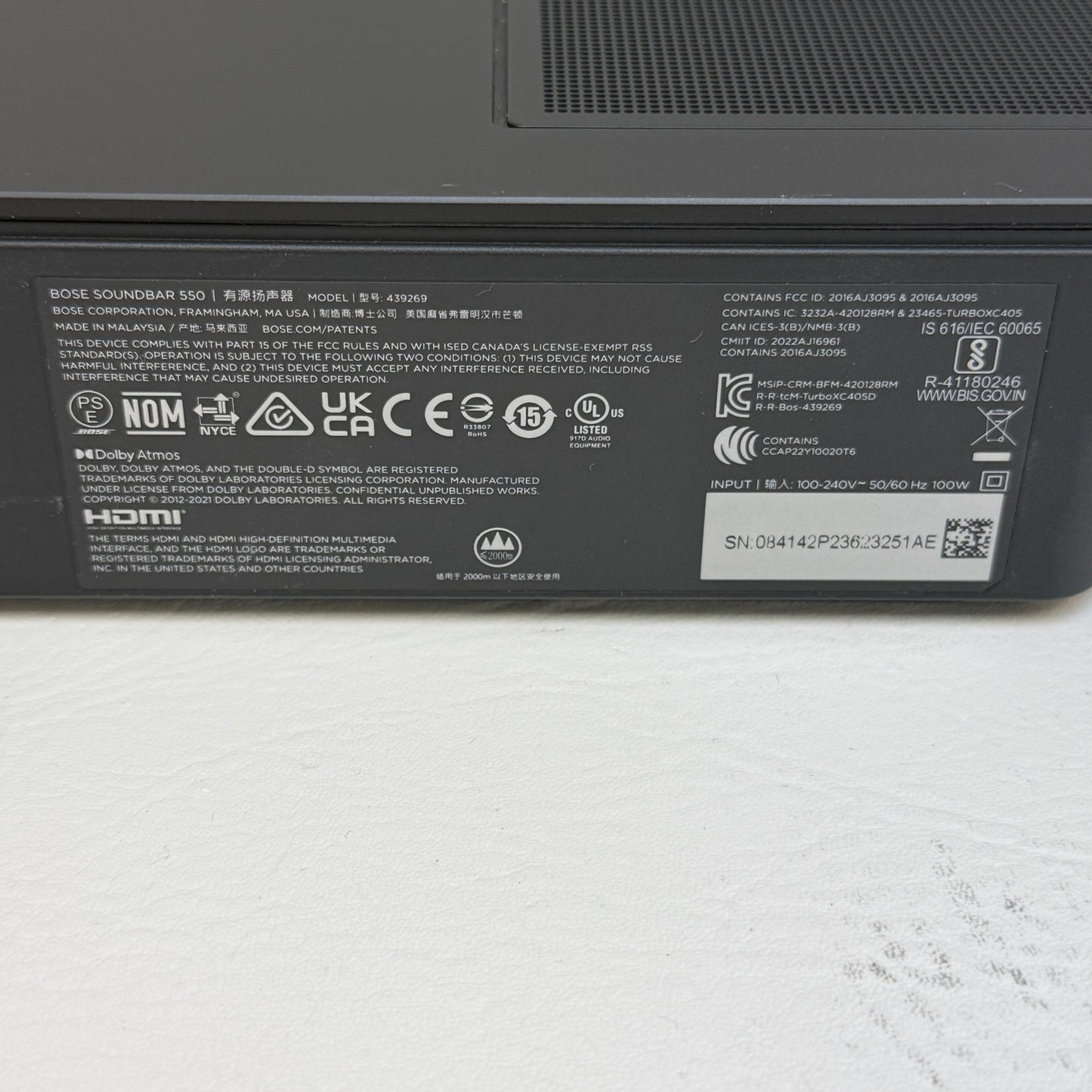 Bose Soundbar 550 Home Threater Speaker Black 439269