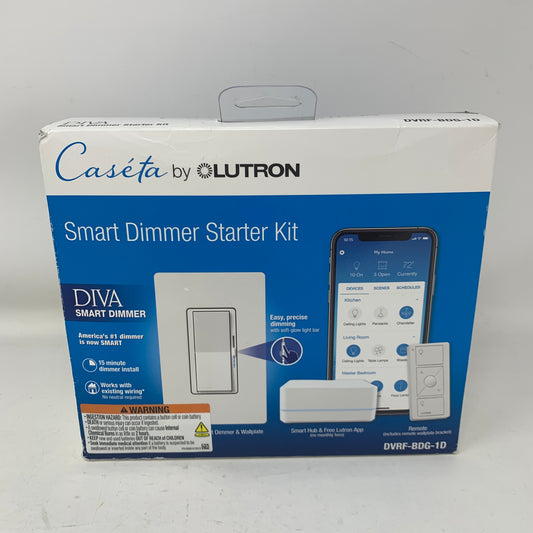 New Caséta Smart Dimmer Starter Kit Diva DVRF-BDG-1D Hub Remote White