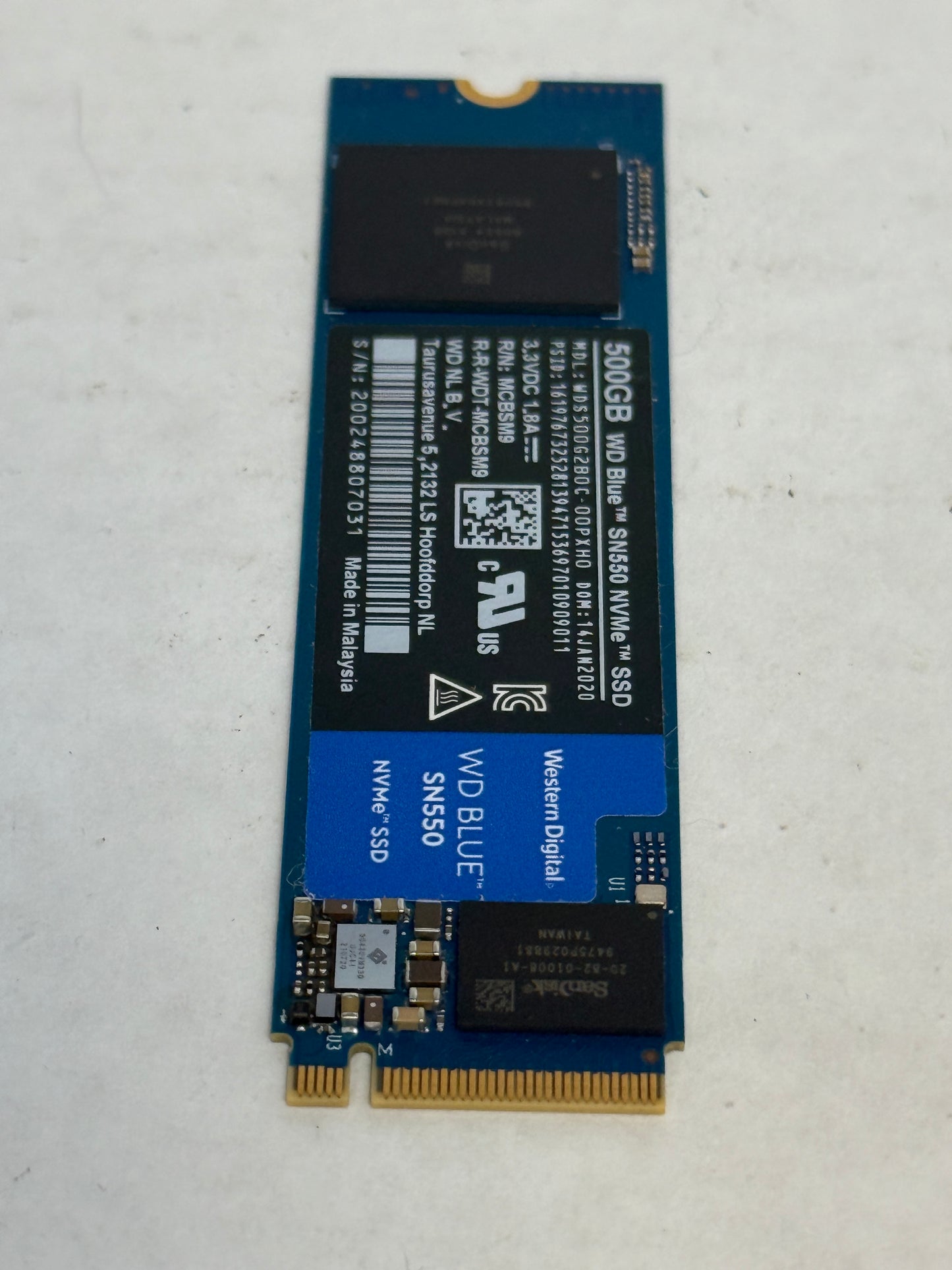 WD 2280mm Blue SN550 500GB M.2 NVMe Gen 3.0 x 4 SSD WDS500G2B0C-00PXH0