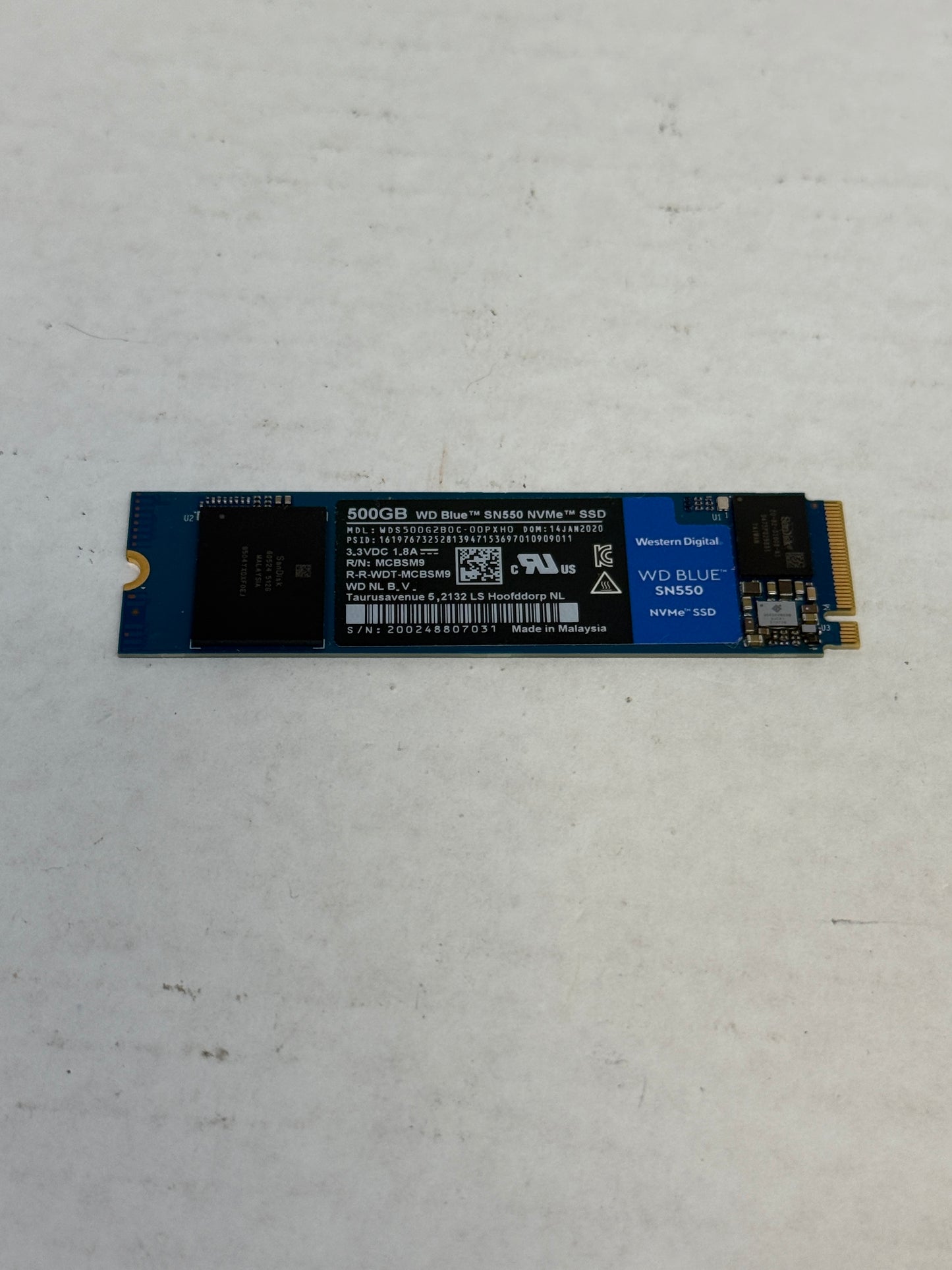WD 2280mm Blue SN550 500GB M.2 NVMe Gen 3.0 x 4 SSD WDS500G2B0C-00PXH0