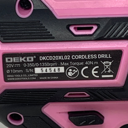 Deko DKCD20XL02 20V Max Cordless Drill Driver Kit w/ 1.5Ah Li-ion Battery