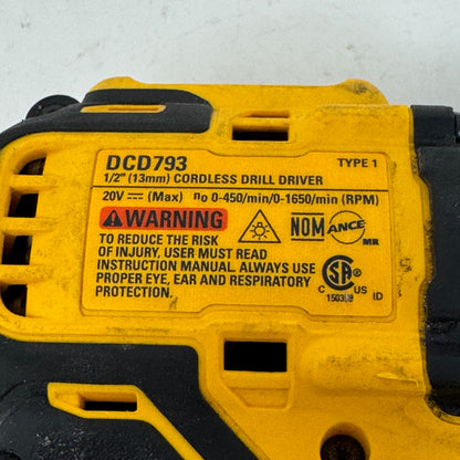 DeWalt DCD793D1 20V MAX 1/2" Cordless Drill Driver