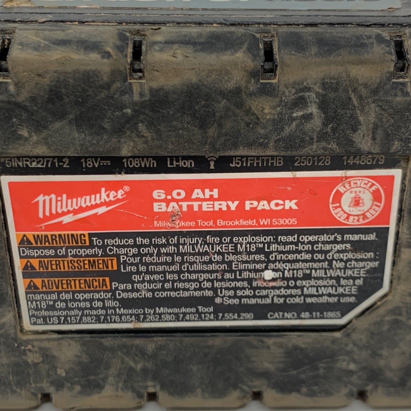 Milwaukee M18 Red Lithium-Ion (Li-ion) High OutPut XC6.0 48-11-1865