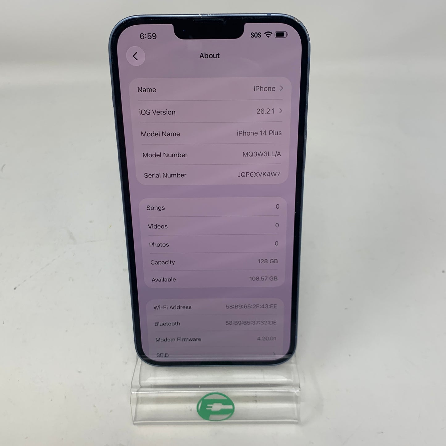 Factory Unlocked Apple iPhone 14 Plus 128GB Blue MQ3W3LL/A