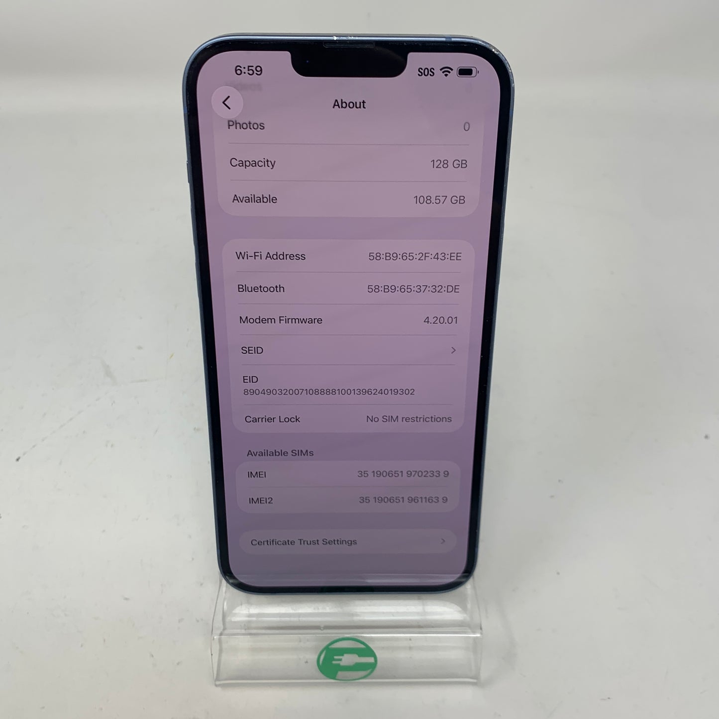 Factory Unlocked Apple iPhone 14 Plus 128GB Blue MQ3W3LL/A