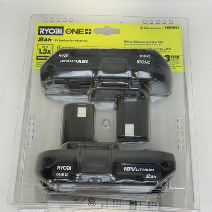 New Ryobi PBP2006 18V ONE+ 2.0 Ah Lithium-Ion Compact Battery (2-Pack)