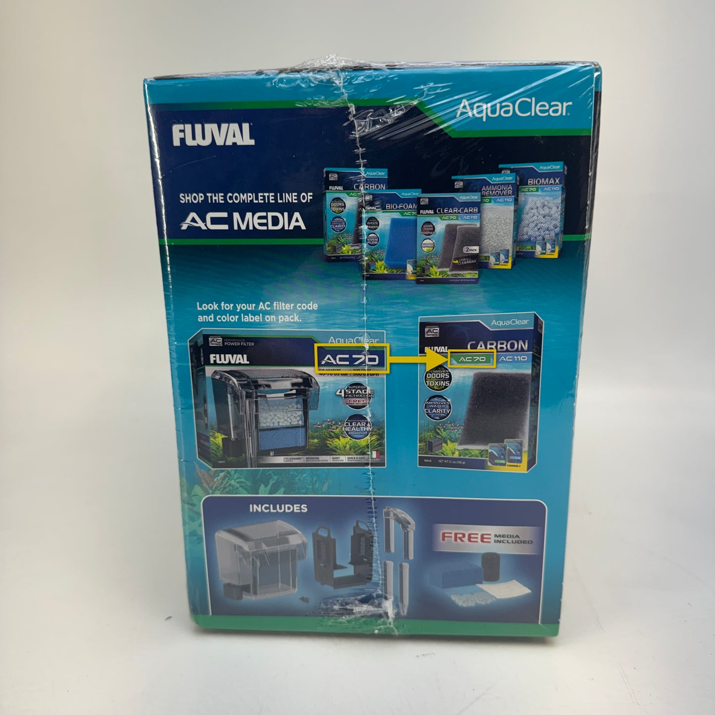 New Fluval AquaClear AC70 Power Filter 19615 Hang-on-Back HOB 70 Gal 300 GPH