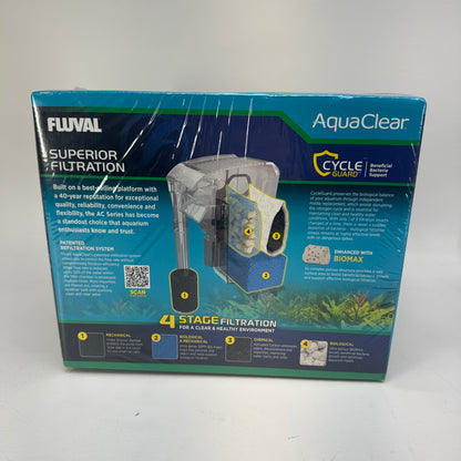 New Fluval AquaClear AC70 Power Filter 19615 Hang-on-Back HOB 70 Gal 300 GPH