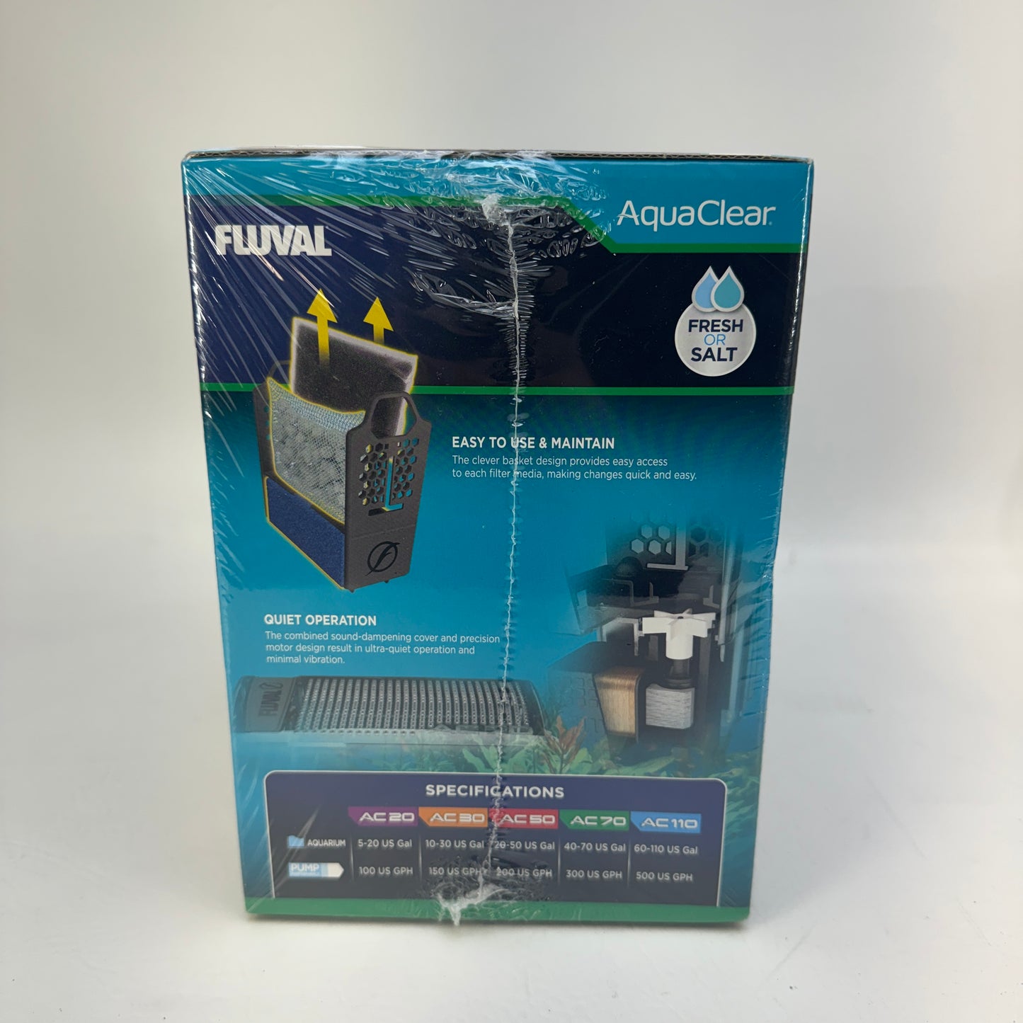 New Fluval AquaClear AC70 Power Filter 19615 Hang-on-Back HOB 70 Gal 300 GPH