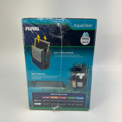 New Fluval AquaClear AC70 Power Filter 19615 Hang-on-Back HOB 70 Gal 300 GPH