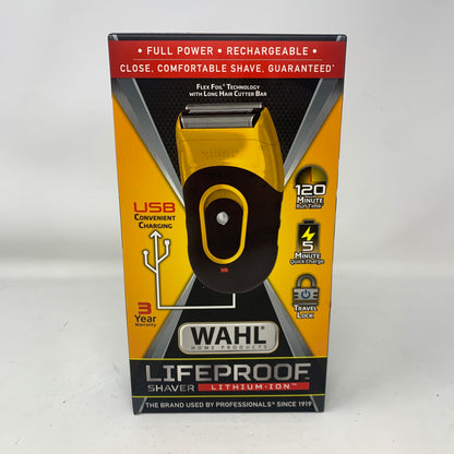 New Wahl LifeProof Shaver 318692 Black/Yellow Foil Shaver Waterproof