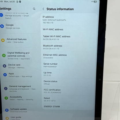 WiFi Only Samsung Galaxy Tab A9 Plus 11.0" 64GB Black SM-X210