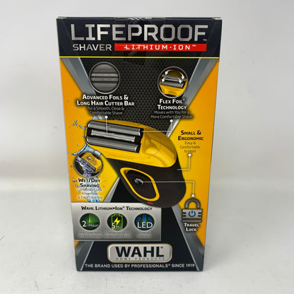 New Wahl LifeProof Shaver 318692 Black/Yellow Foil Shaver Waterproof
