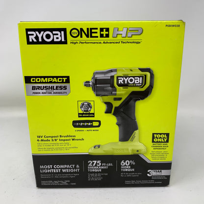 New Ryobi 18V ONE+ HP Brushless Compact 3/8" Impact Wrench 4-Mode PSBIW02B