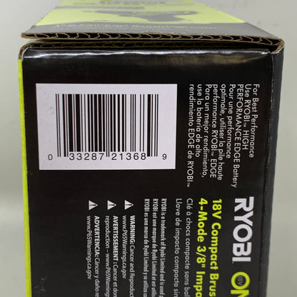 New Ryobi 18V ONE+ HP Brushless Compact 3/8" Impact Wrench 4-Mode PSBIW02B