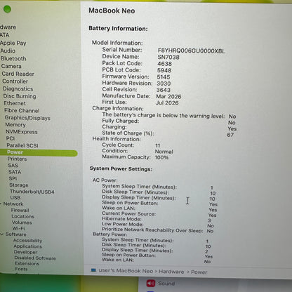 2026 Apple MacBook Neo 13" A18 Pro 5C GPU 4.0GHz 8GB RAM 512GB SSD A3404