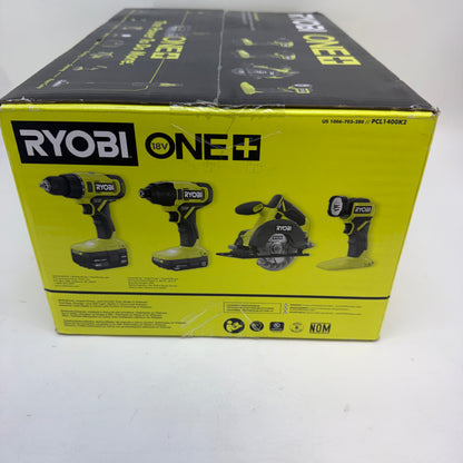 New Ryobi PCL1400K2 18V ONE+ Cordless 4-Tool Combo Kit 2 Batteries Charger Bag