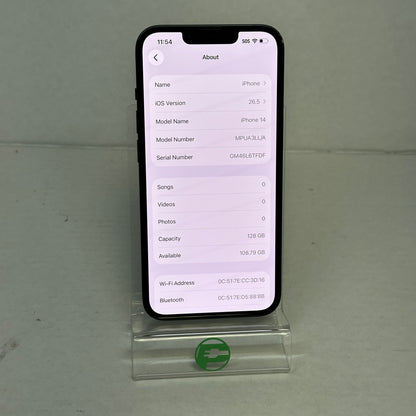 Factory Unlocked Apple iPhone 14 128GB Midnight MPUA3LL/A