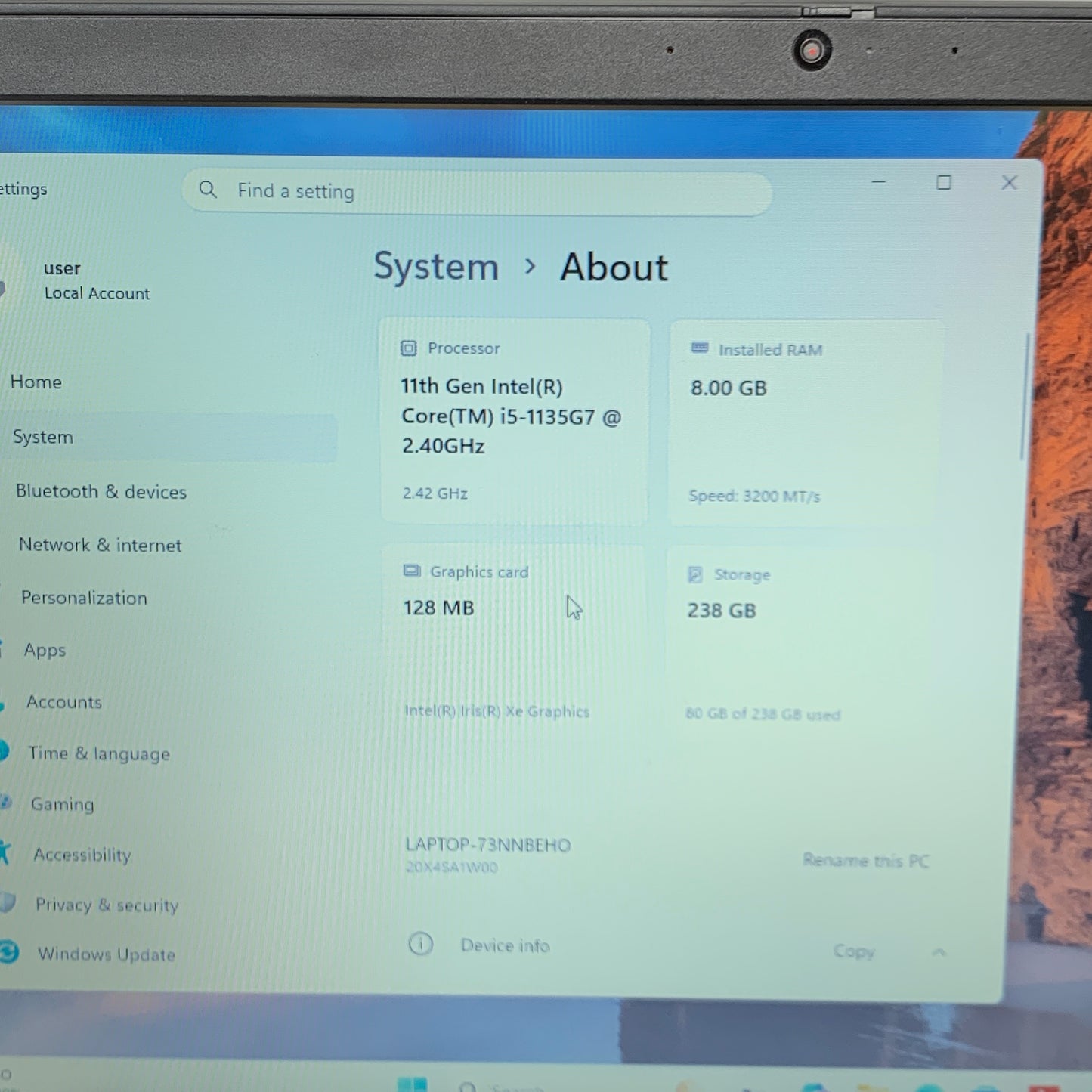 Lenovo ThinkPad L15 Gen 2 15.6" i5-1135G7 2.4GHz 8GB RAM 256GB SSD