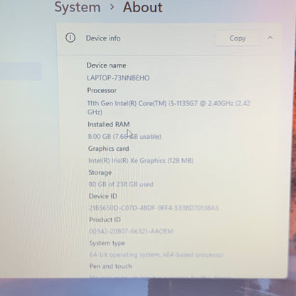 Lenovo ThinkPad L15 Gen 2 15.6" i5-1135G7 2.4GHz 8GB RAM 256GB SSD