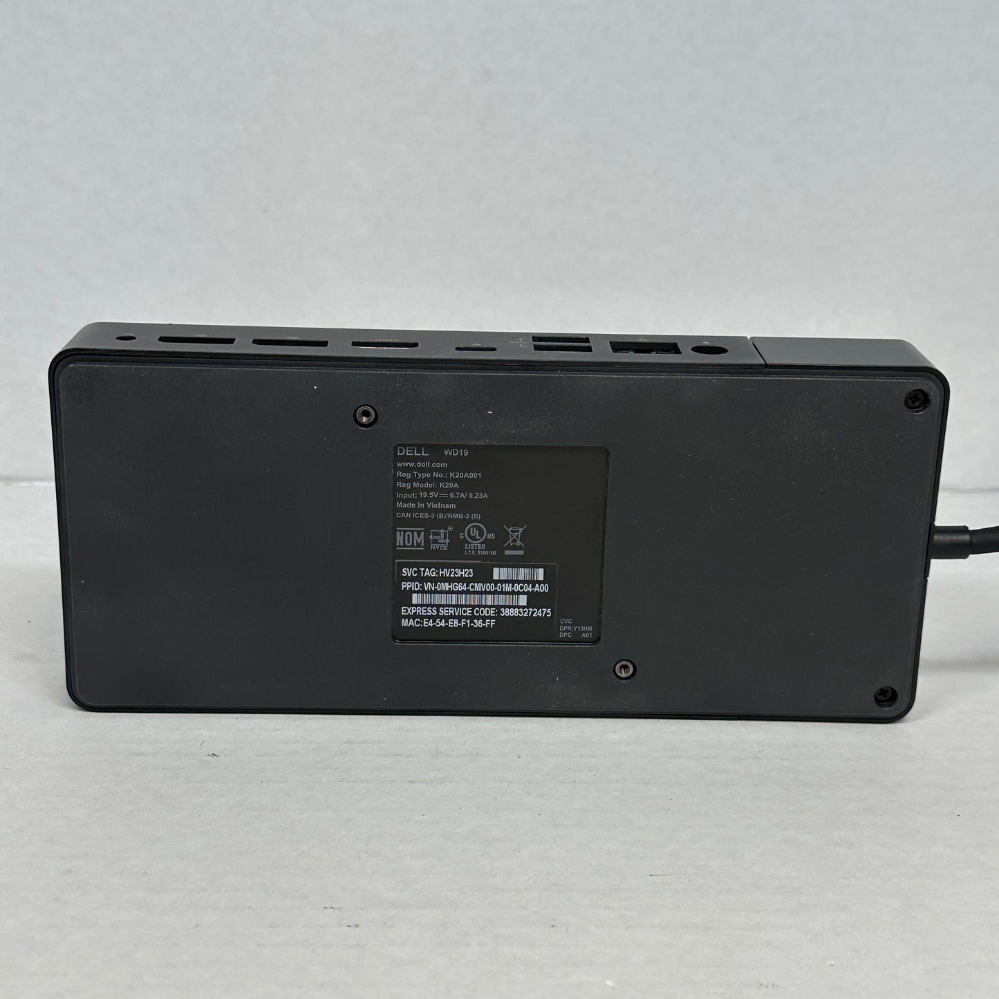 Dell WD19 130W USB-C Docking Station K20A K20A001 Laptop Port Replicator Black