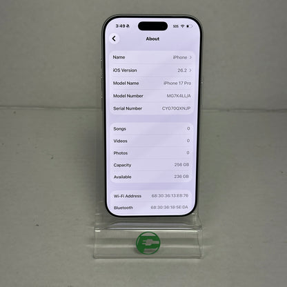 Factory Unlocked Apple iPhone 17 Pro 256GB Silver MG7K4LL/A