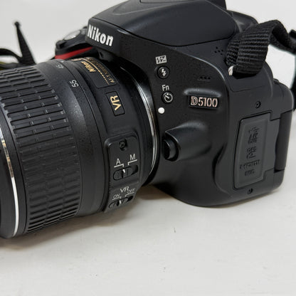 Nikon D5100 16.2MP DSLR Camera Bundle w/ AF-S 18-55mm VR Lens & Cables