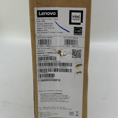 New Lenovo IdeaPad 1 15iau7 15.6" i3-1215U 1.2GHz 8GB RAM 256GB SSD