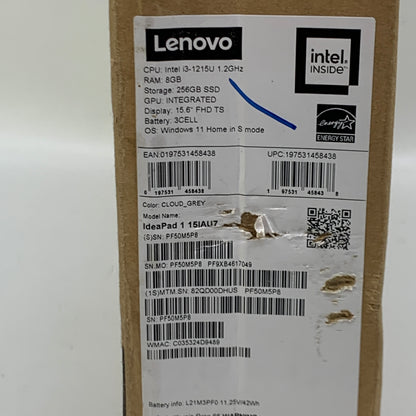 New Lenovo IdeaPad 1 15iau7 15.6" i3-1215U 1.2GHz 8GB RAM 256GB SSD
