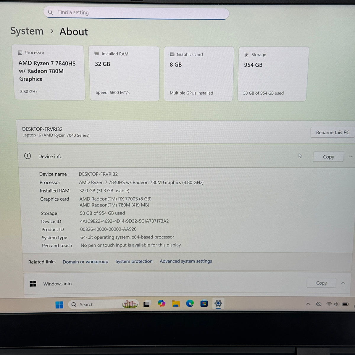 Framework Laptop 6 FRVR132 13.5" Ryzen 7 7840HS 3.8GHz 32GB RAM 1TB SSD