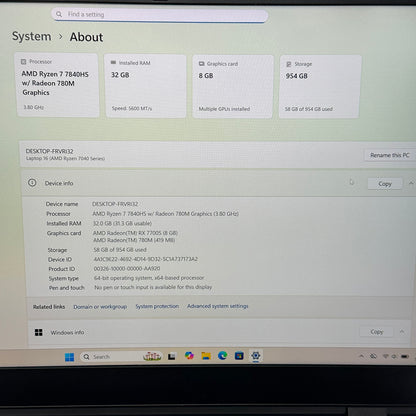 Framework Laptop 6 FRVR132 13.5" Ryzen 7 7840HS 3.8GHz 32GB RAM 1TB SSD