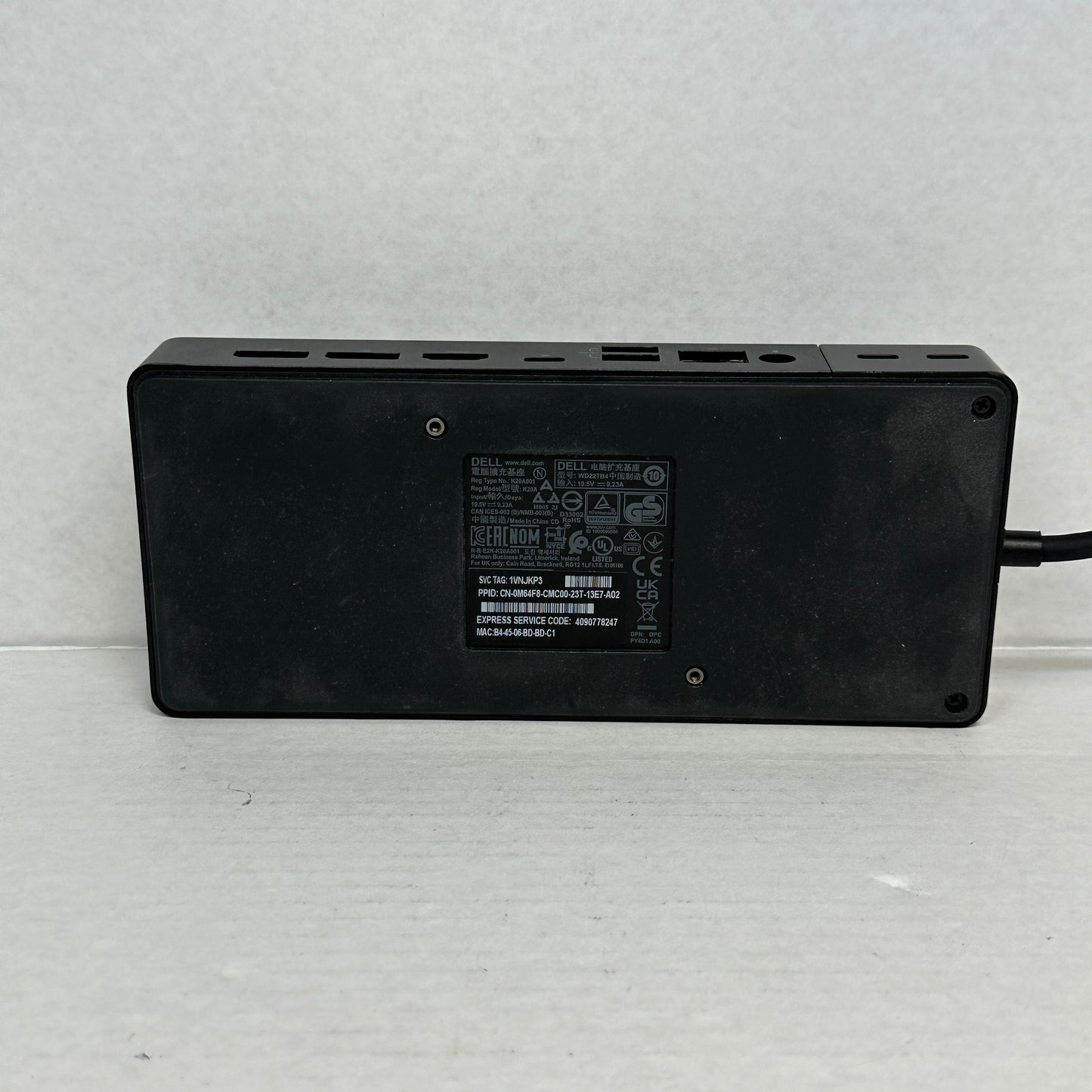 Dell WD22TB4 Thunderbolt 4 Docking Station 180W USB-C K20A Laptop Dock Black