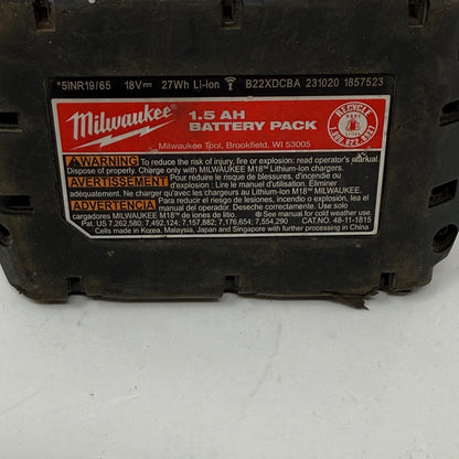 Milwaukee 48-11-1815 M18 18V 1.5Ah Lithium Battery Pack