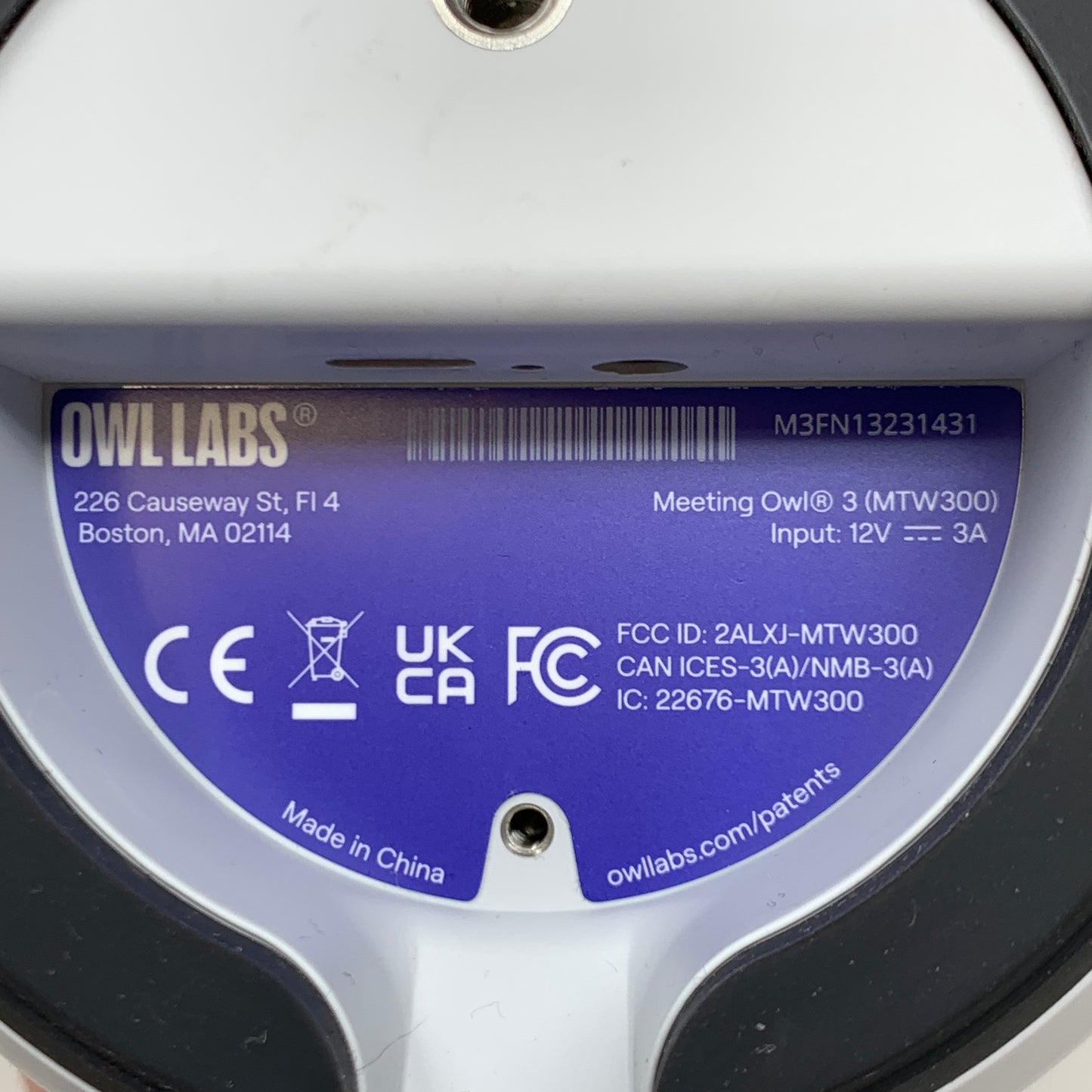 Owl Labs Meeting Owl 3 Video Conferencing Camera MTW300