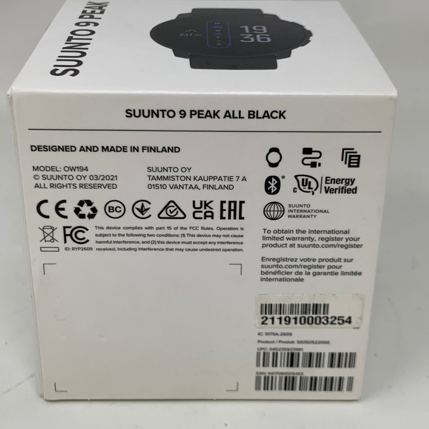 Suunto 9 Peak 43mm GPS Smartwatch Activity Tracker Black Stainless Steel 