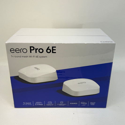 New Eero Pro 6E Tri-Band Mesh Wi-Fi 6E System (2-pack)