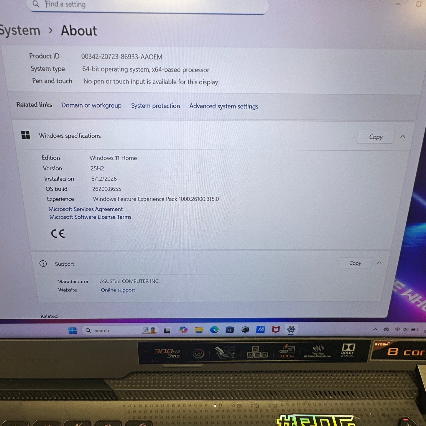 Asus Rog strix G513 Ryzen 7 4800H 2.9GHz 16GB RAM 512GB SSD GeForce RTX 3050 Ti