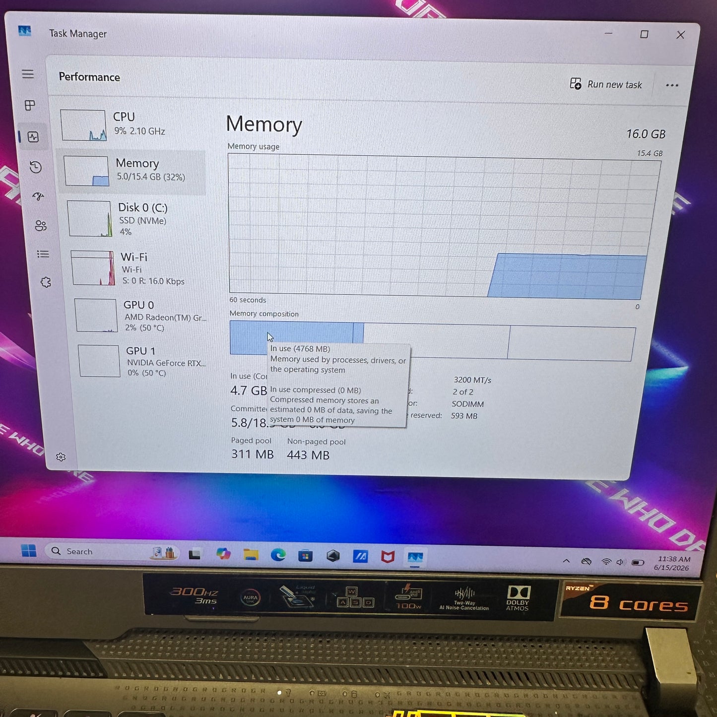 Asus Rog strix G513 Ryzen 7 4800H 2.9GHz 16GB RAM 512GB SSD GeForce RTX 3050 Ti