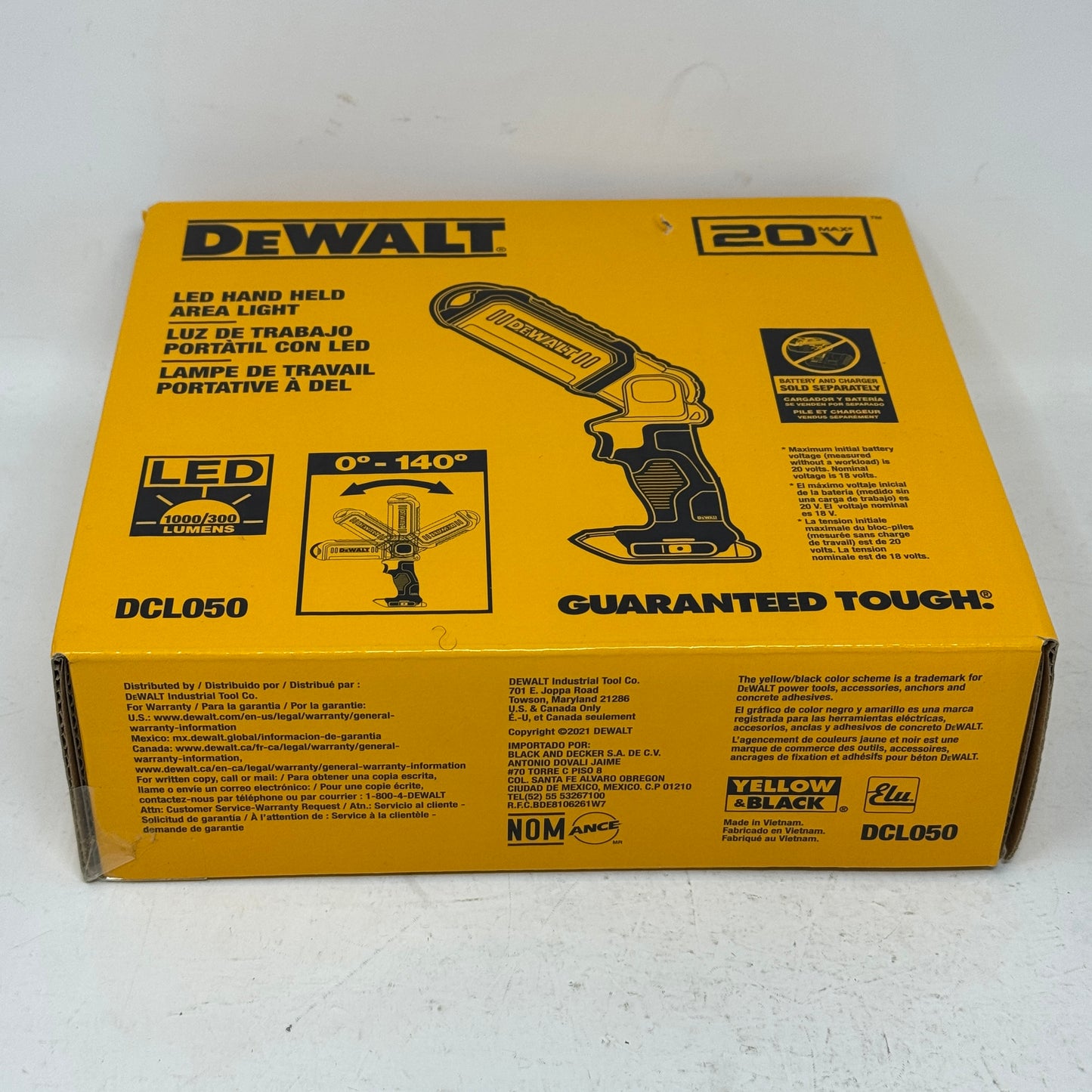 New Dewalt DCL050 20V MAX LED Hand Held Area Light