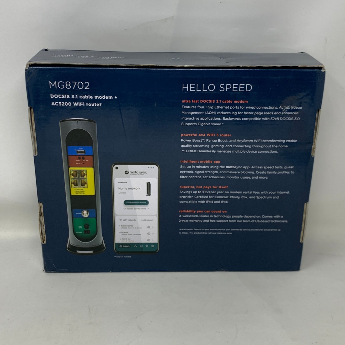 Motorola MG8702 Ultra-Fast DOCSIS 3.1 Cable Modem + AC3200 Dual-Band WiFi Router