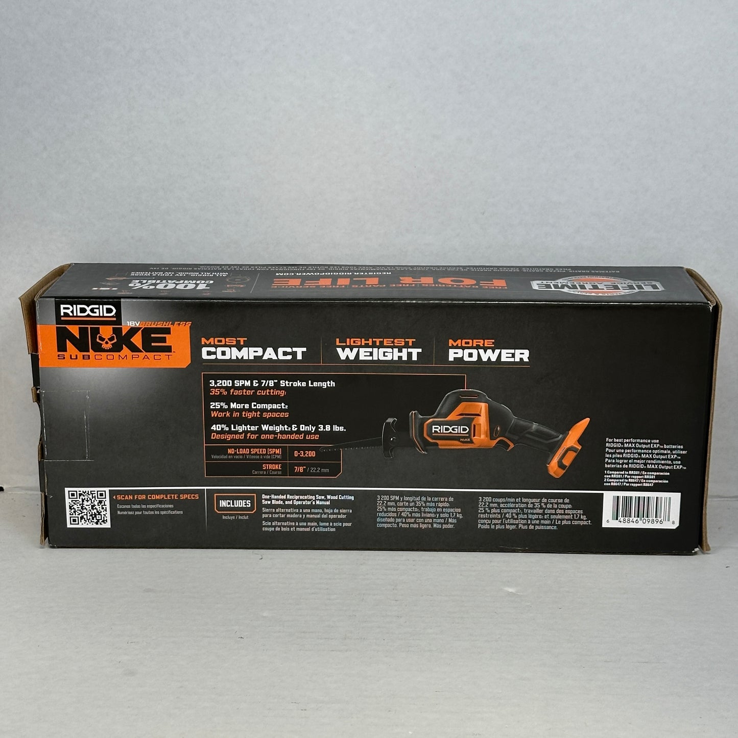 RIDGID 18V NUKE SubCompact Brushless One-Handed Reciprocating Saw