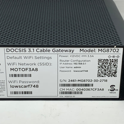 Motorola MG8702 Ultra-Fast DOCSIS 3.1 Cable Modem + AC3200 Dual-Band WiFi Router