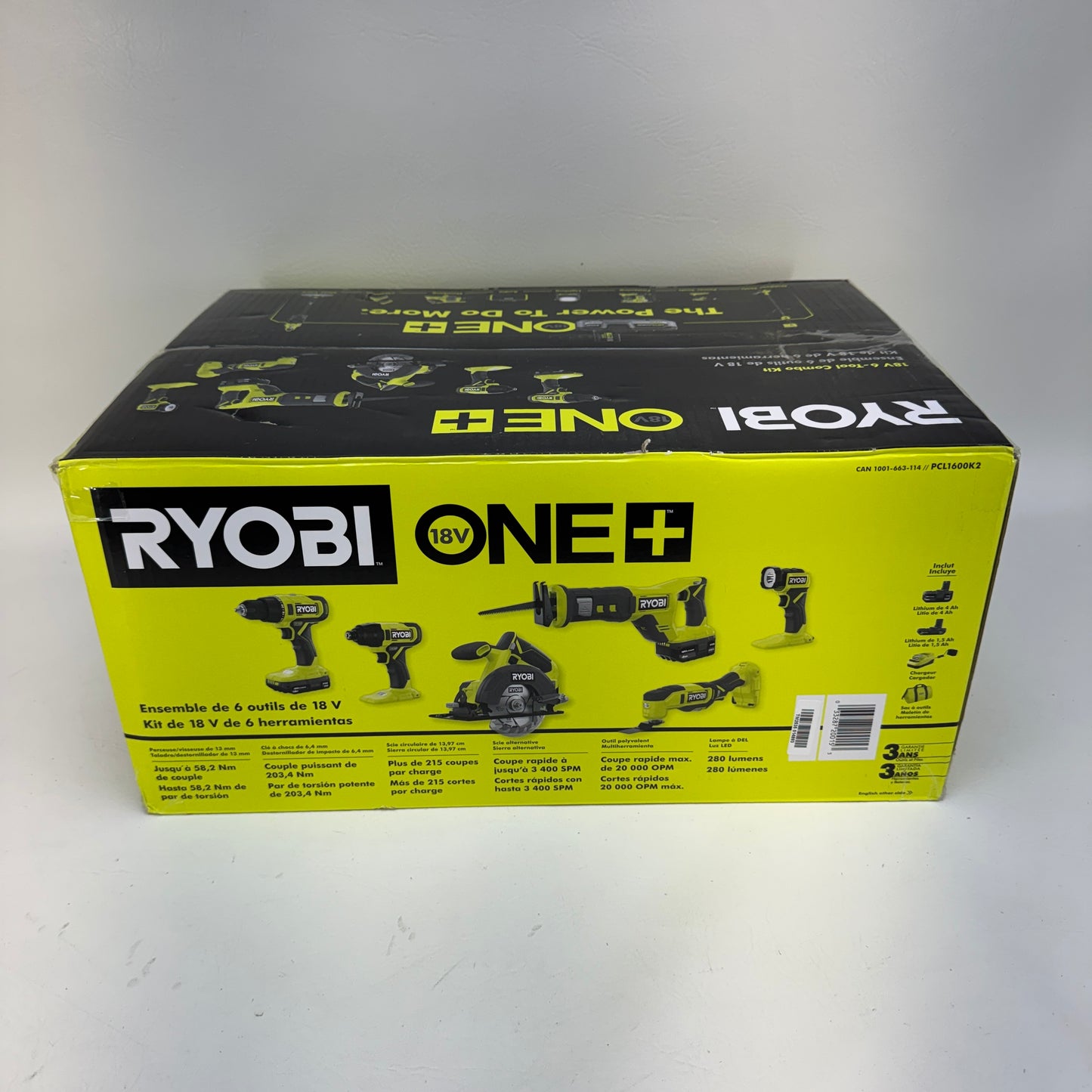 New Ryobi PCL1600K2 18V Cordless 6-Tool Combo Kit  Battery & Charger