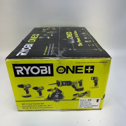 New Ryobi PCL1600K2 18V Cordless 6-Tool Combo Kit  Battery & Charger