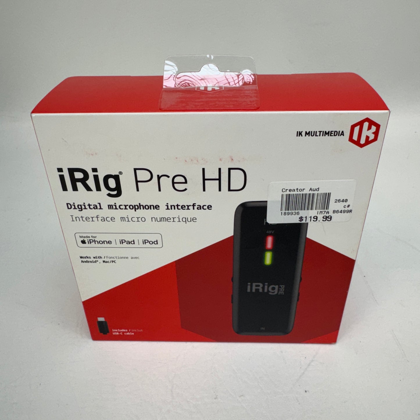 New IK Multimedia iRig Pre HD High-Def Digital Mic Interface 24-bit/96kHz XLR